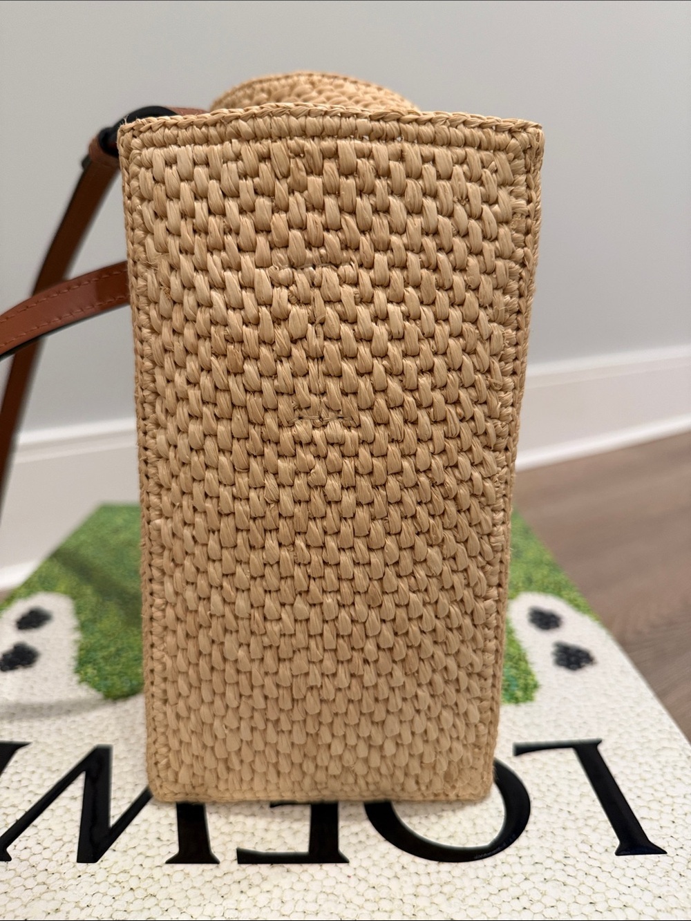 Small Loewe Natural Woven Tote with Black Logo - Picture 3 of 11